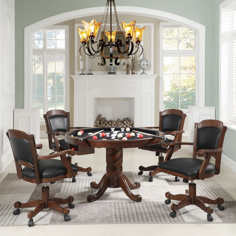 Tobacco and Black 48" Wood and Felt Game Table Set