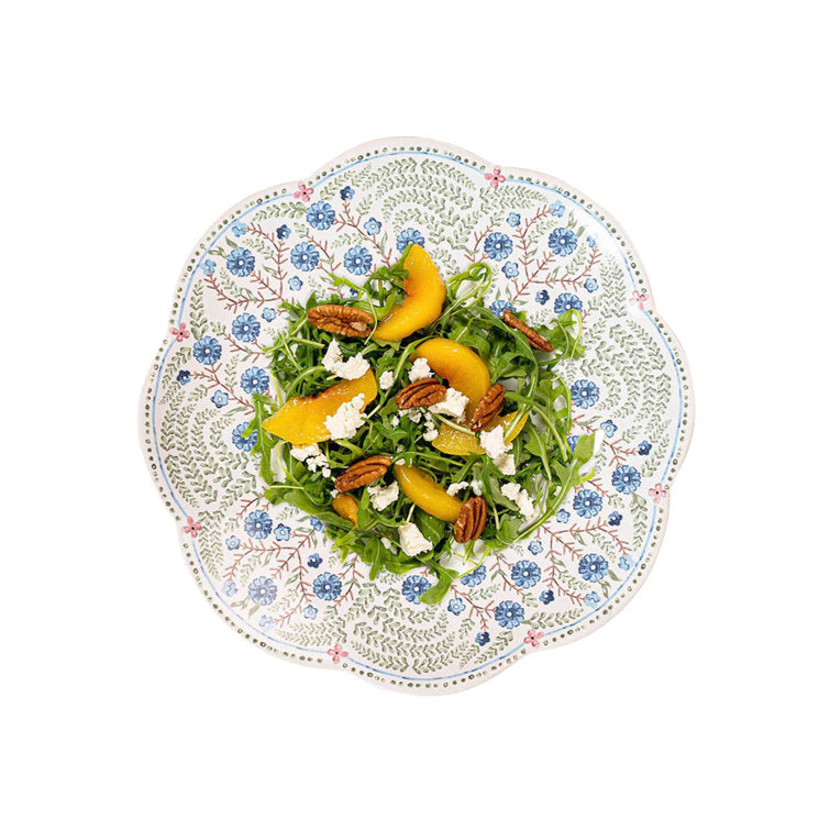 Handcrafted Blue and Pink Ceramic Scalloped Salad Plate