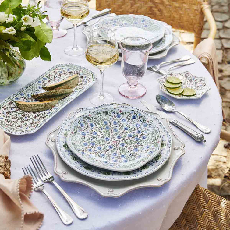 Handcrafted Blue and Pink Ceramic Scalloped Salad Plate