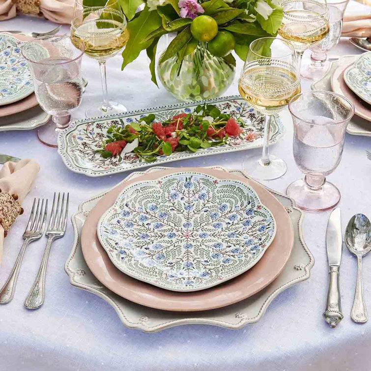 Handcrafted Blue and Pink Ceramic Scalloped Salad Plate