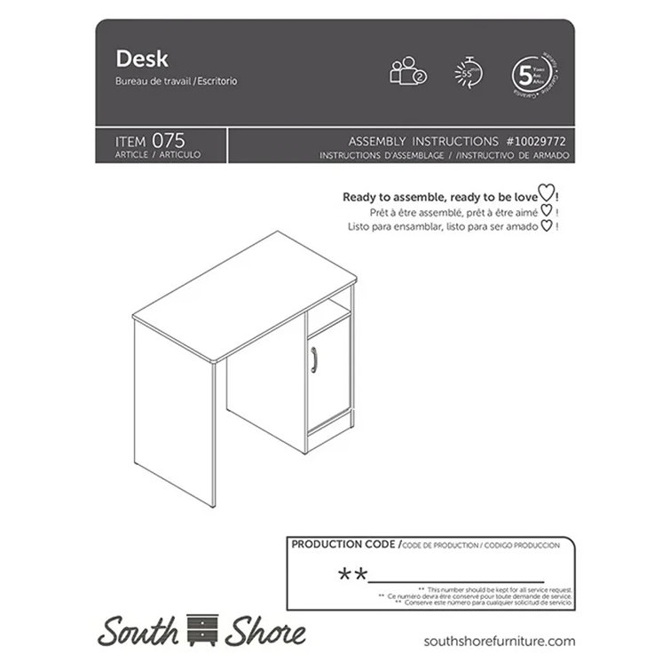 Pure Black Laminated Particle Board Home Office Desk with Drawer