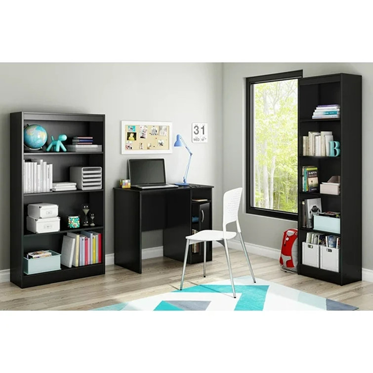 Pure Black Laminated Particle Board Home Office Desk with Drawer