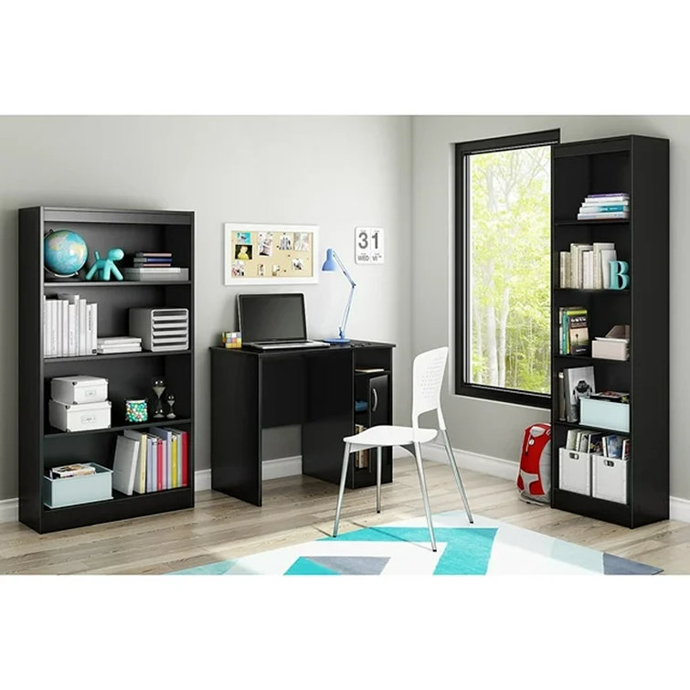 Pure Black Laminated Particle Board Home Office Desk with Drawer