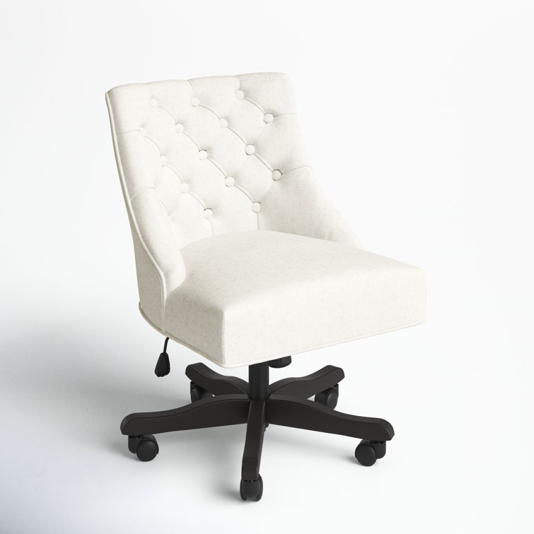Polished Espresso and Crème Tufted Transitional Desk Chair