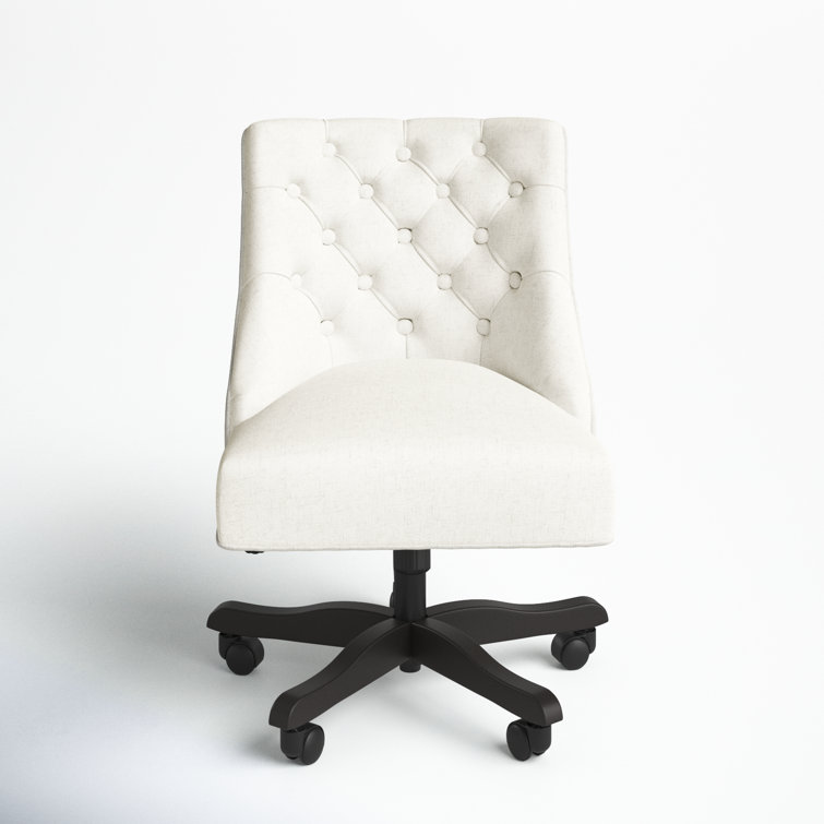 Polished Espresso and Crème Tufted Transitional Desk Chair