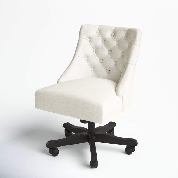 Polished Espresso and Crème Tufted Transitional Desk Chair