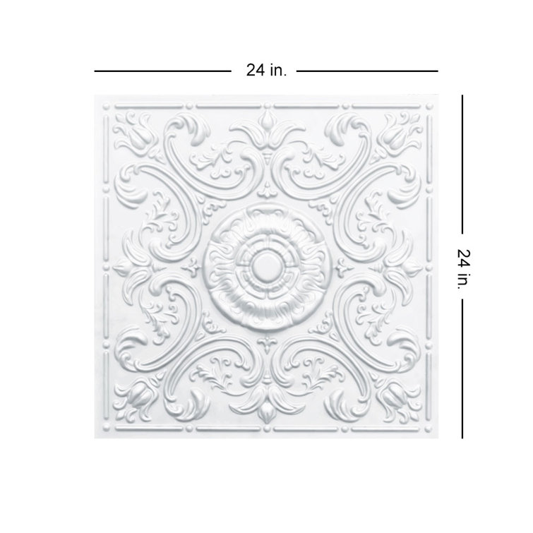 Venice White Matte 2 ft. x 2 ft. PVC Ceiling Tile Set