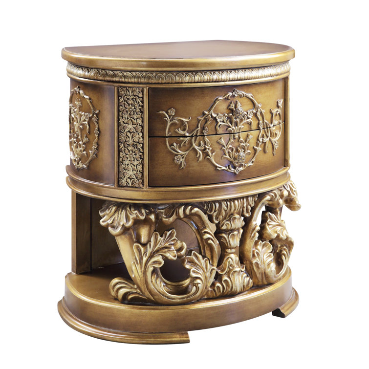 Constantine Baroque Brown & Gold 2-Drawer Nightstand
