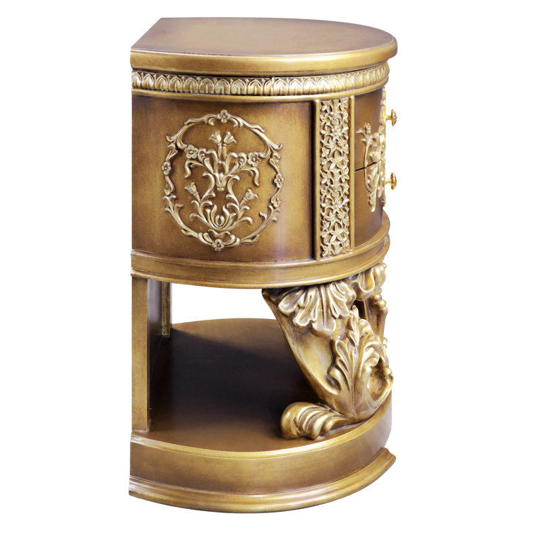 Constantine Baroque Brown & Gold 2-Drawer Nightstand