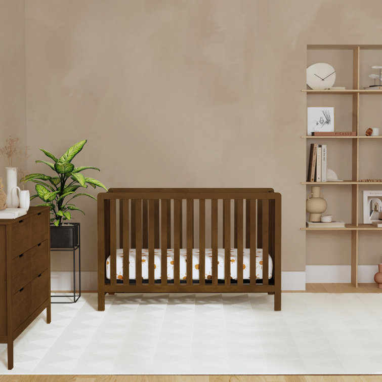 Walnut 4-in-1 Low-Profile Convertible Crib with Clean Lines