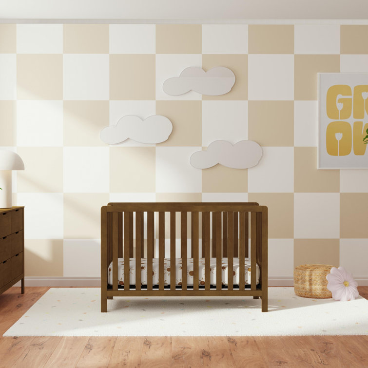Walnut 4-in-1 Low-Profile Convertible Crib with Clean Lines