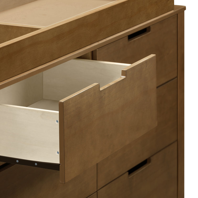 Walnut 51.25" Double Dresser with Six Drawers
