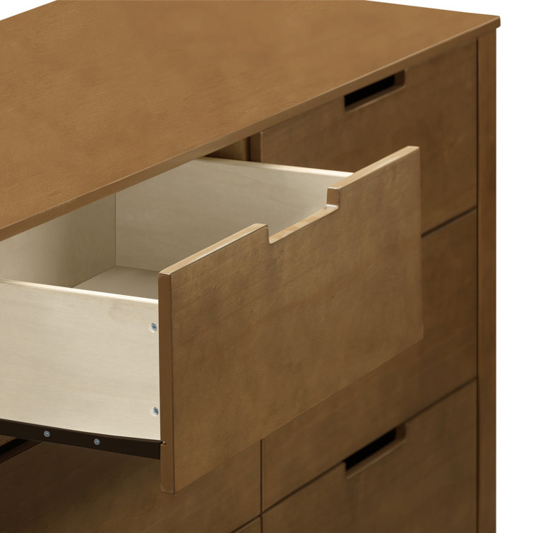 Walnut 51.25" Double Dresser with Six Drawers