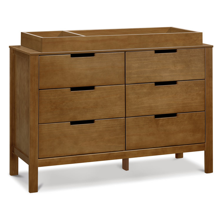 Walnut 51.25" Double Dresser with Six Drawers