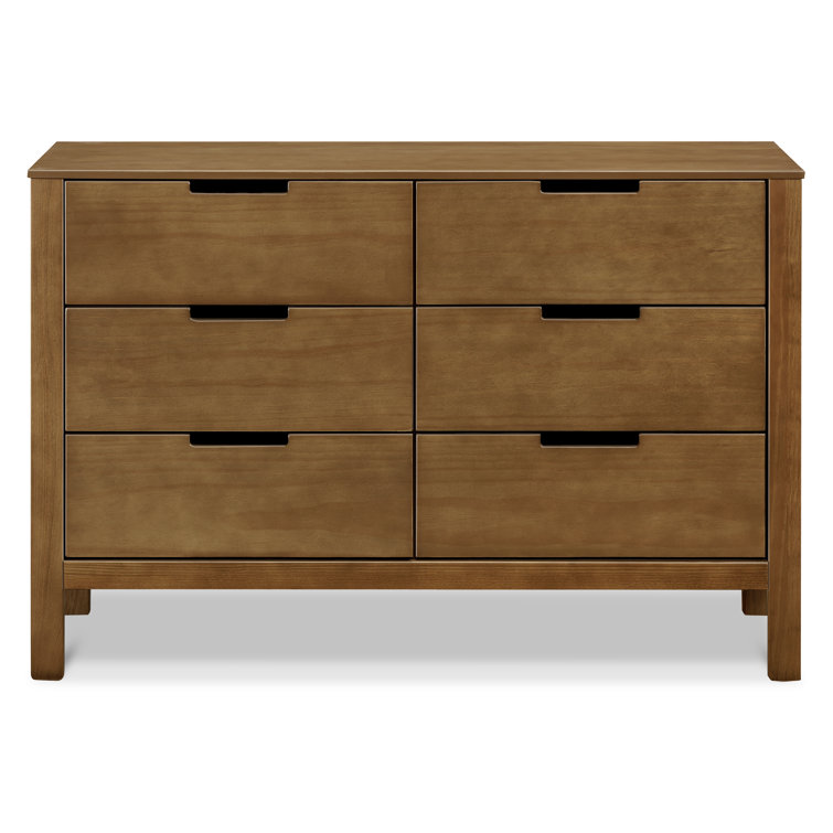 Walnut 51.25" Double Dresser with Six Drawers
