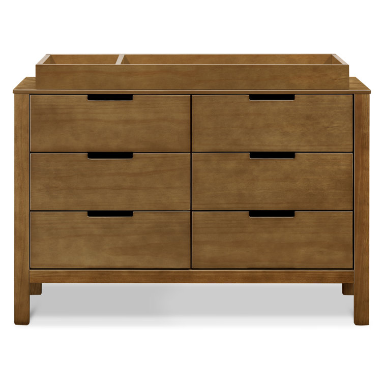 Walnut 51.25" Double Dresser with Six Drawers