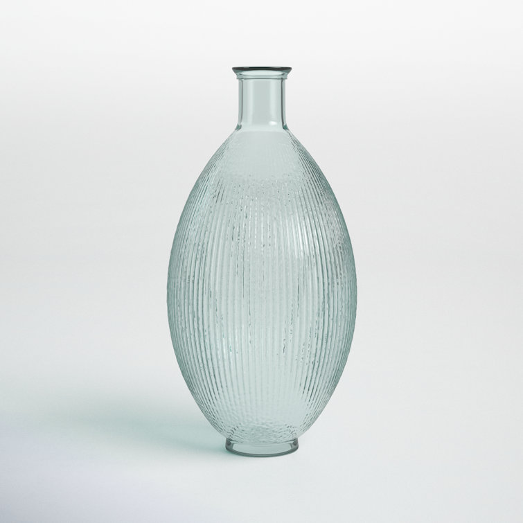 Asymmetrical Handcrafted Clear Glass Table Vase