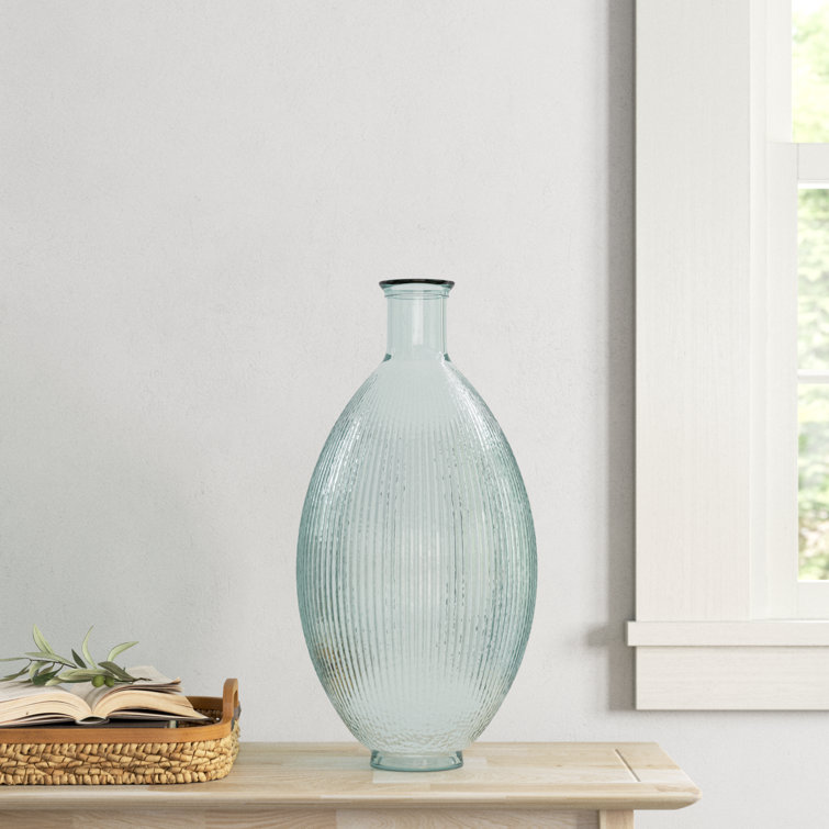 Asymmetrical Handcrafted Clear Glass Table Vase