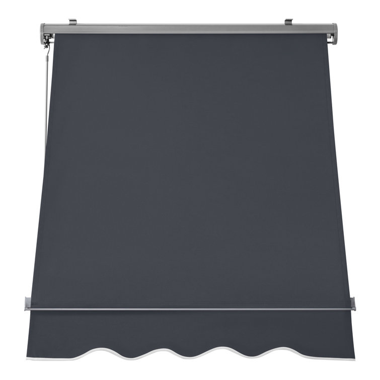 Dark Grey Polyester Manual Retractable Patio Window Awning
