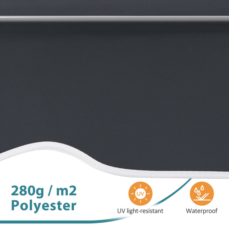 Dark Grey Polyester Manual Retractable Patio Window Awning