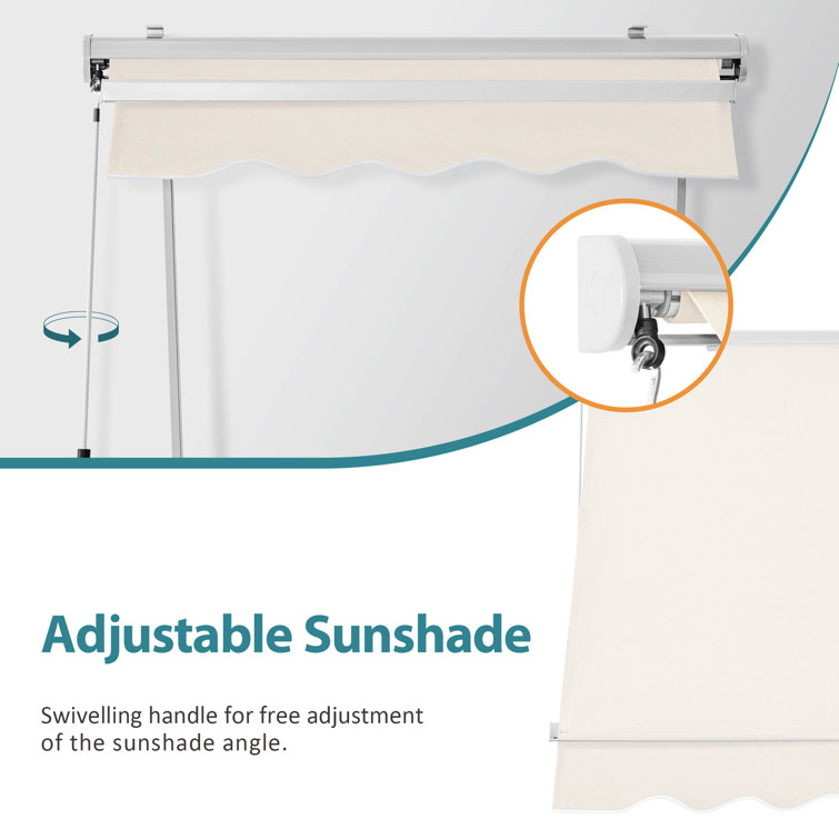 Beige Polyester Manual Retractable Patio Window Awning