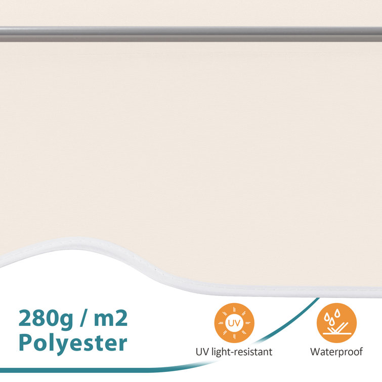 Beige Polyester Manual Retractable Patio Window Awning