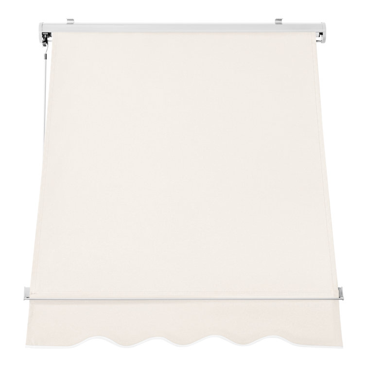 Beige Polyester Manual Retractable Patio Window Awning