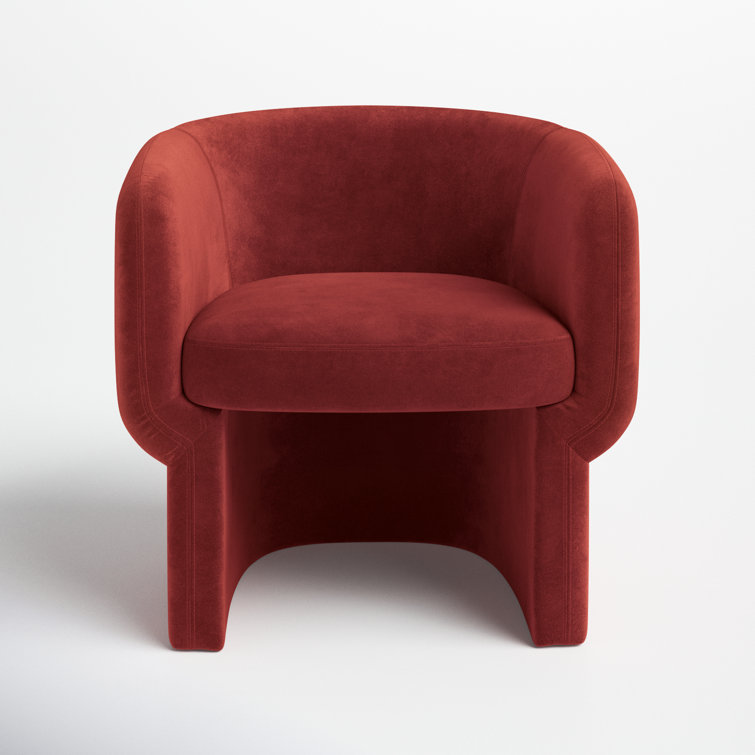 Rust Velvet Barrel Chair with Manufactured Wood Frame
