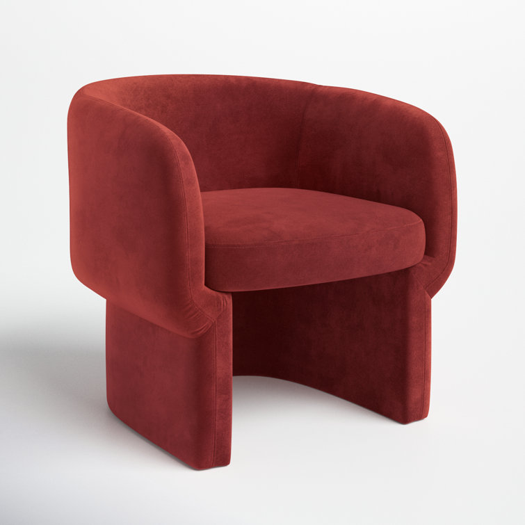 Rust Velvet Barrel Chair with Manufactured Wood Frame