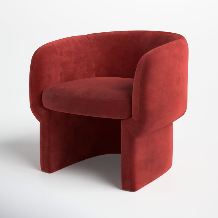 Rust Velvet Barrel Chair with Manufactured Wood Frame