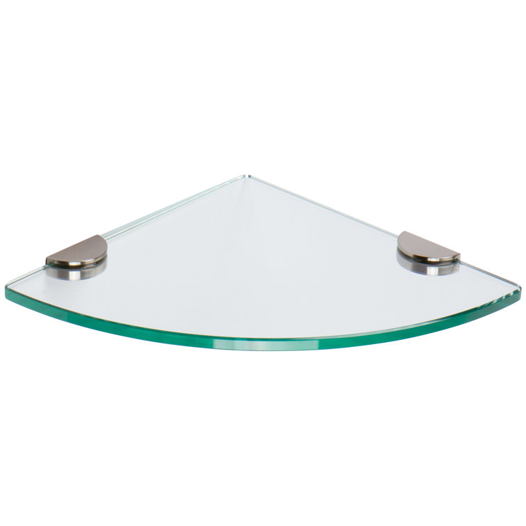 Sine Satin Nickel and Glass Corner Shelf