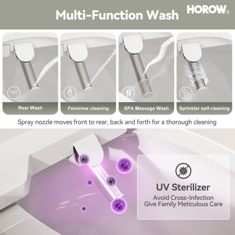White Smart Bidet Seat with Warm Water and Heated Dryer