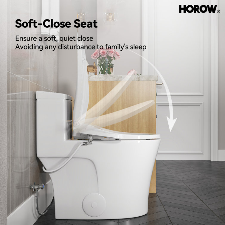 White Smart Bidet Seat with Warm Water and Heated Dryer