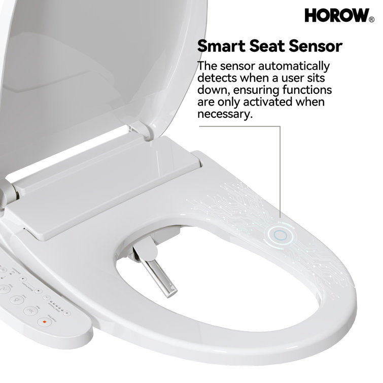 White Smart Bidet Seat with Warm Water and Heated Dryer