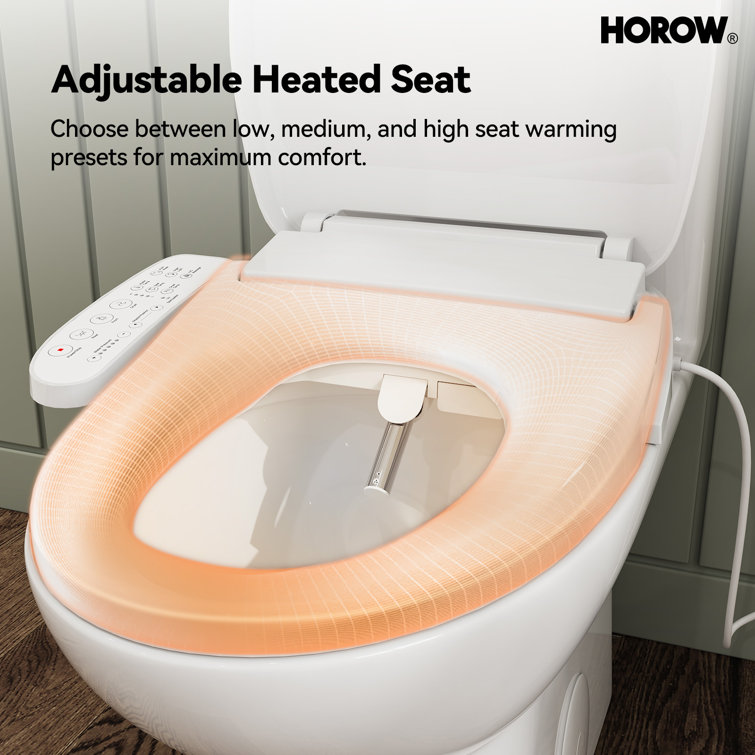 White Smart Bidet Seat with Warm Water and Heated Dryer