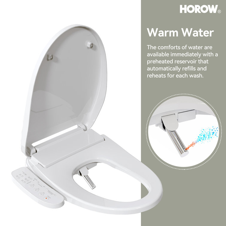 White Smart Bidet Seat with Warm Water and Heated Dryer