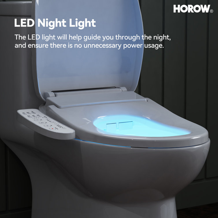 White Smart Bidet Seat with Warm Water and Heated Dryer