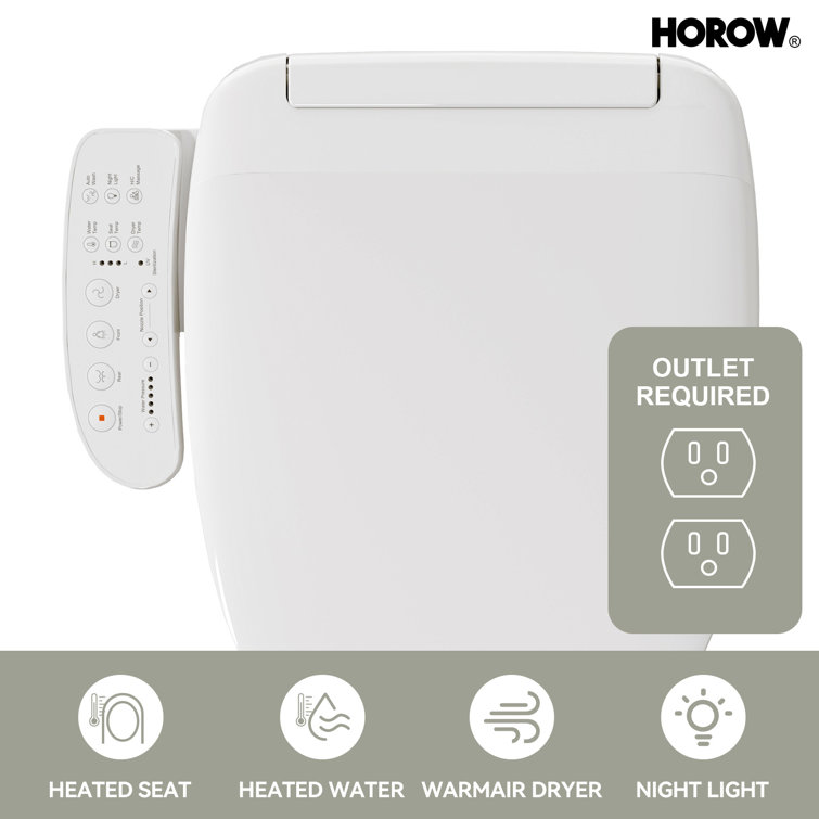 White Smart Bidet Seat with Warm Water and Heated Dryer