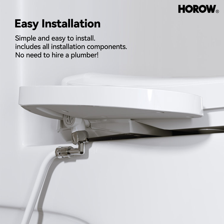 White Smart Bidet Seat with Warm Water and Heated Dryer