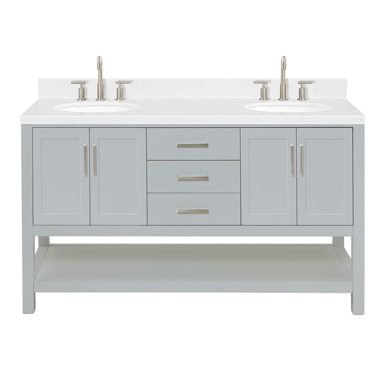 Magnolia Gray 60" Freestanding Double Sink Vanity with Quartz Top
