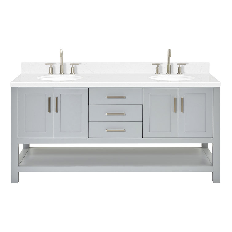 Magnolia 72" Gray Solid Wood Double Freestanding Bathroom Vanity