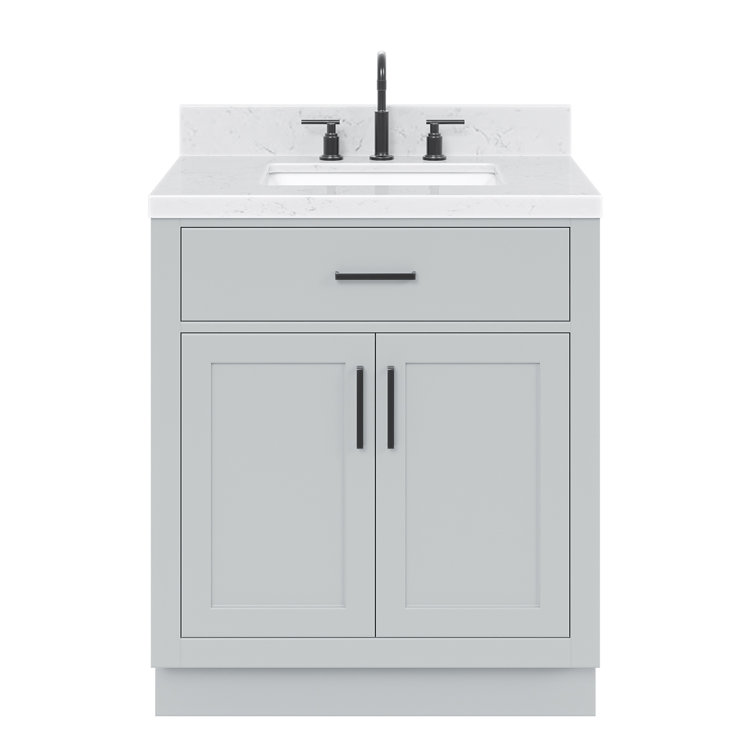 Hepburn 30" Grey Freestanding Single Basin Vanity with Quartz Top