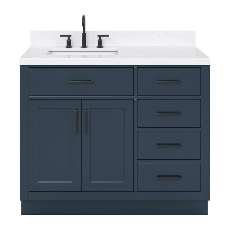 Midnight Blue 42" Freestanding Single Basin Vanity Set with Hardwood Plywood