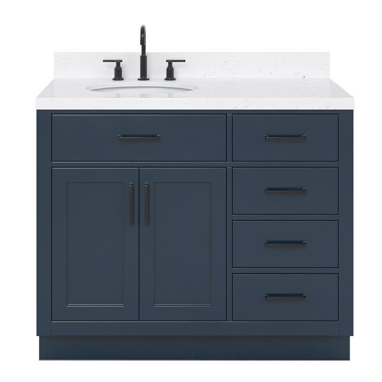 Midnight Blue 42" Freestanding Single Basin Vanity Set with Hardwood Plywood