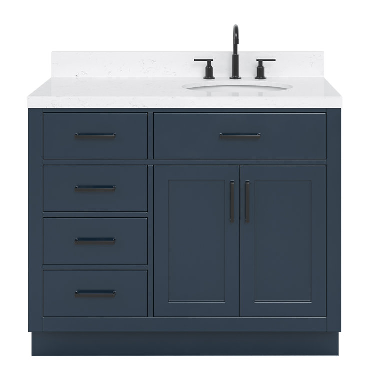 Midnight Blue 42" Freestanding Single Basin Vanity Set with Hardwood Plywood