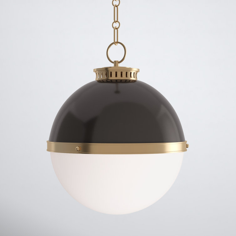 Latham 13.5" Opal Glass Globe Pendant in Aged Bronze