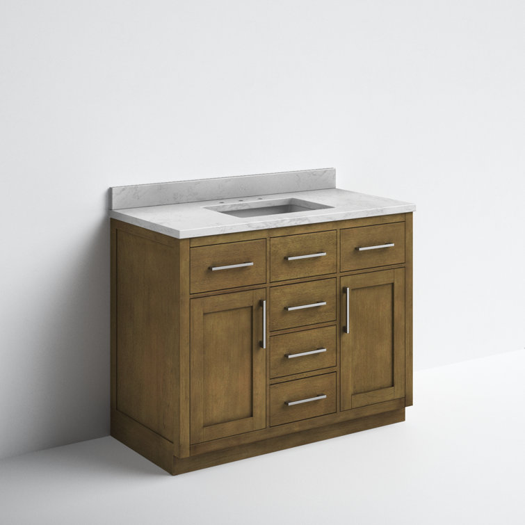 Athea 42" Almond Latte Freestanding Bathroom Vanity with Marble Countertop