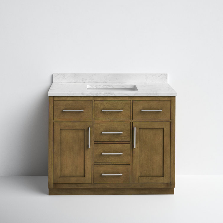Athea 42" Almond Latte Freestanding Bathroom Vanity with Marble Countertop
