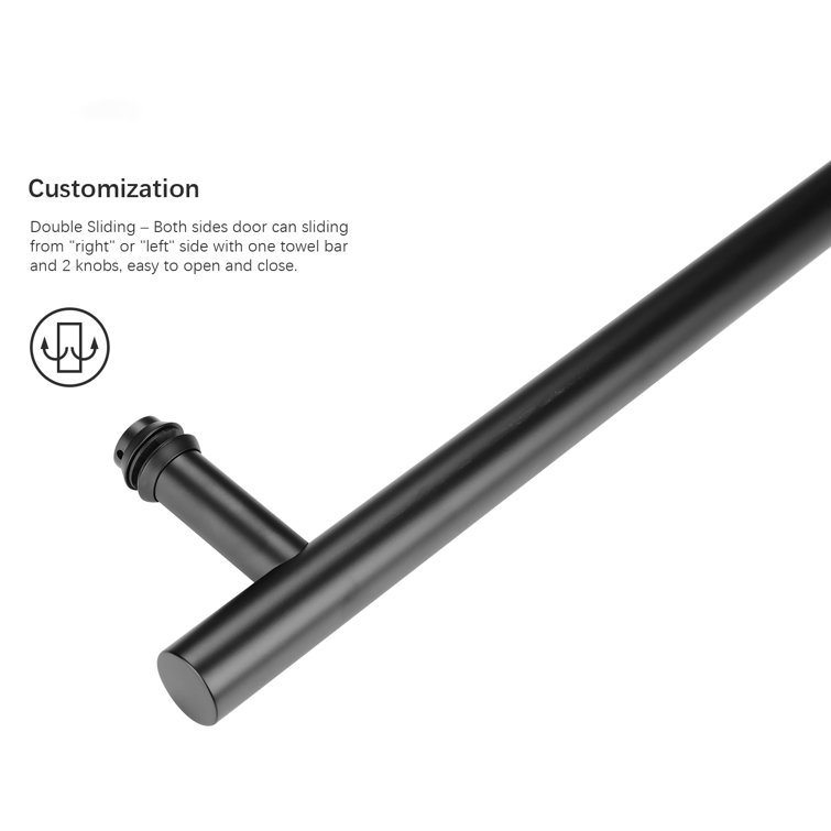 Black Frameless Sliding Shower Door with Clear Tempered Glass