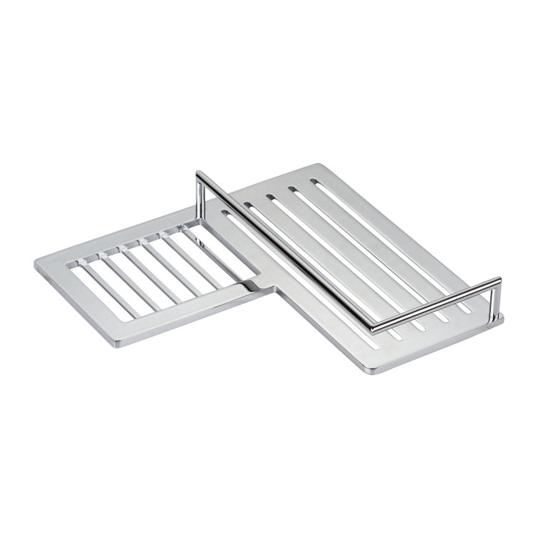 Polished Chrome Extendable Corner Shower Shelf with Solid Brass Frame